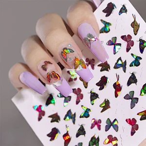Fantastic Nail Nail Art Adhesive Decals Sticker Simulation laser butterfly stickers INS wind 3D stickers E