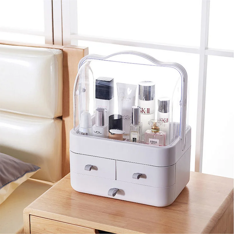 U portable cosmetics suitcase makeup organizer storage box skincare make up display box