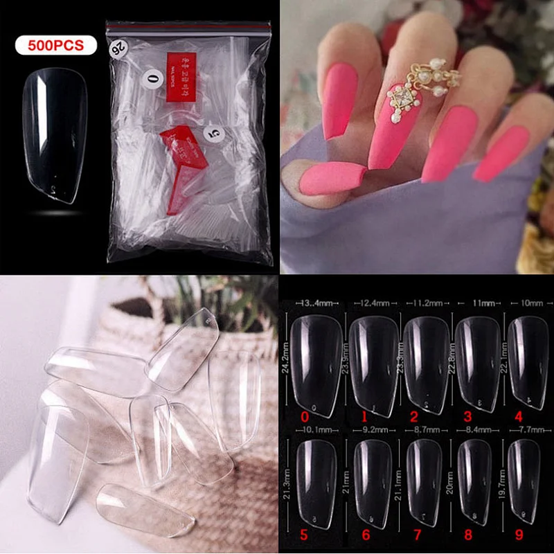 Single size Almond shape practice and color palette use nail tips Traceless all paste milky white transparent nail patch E