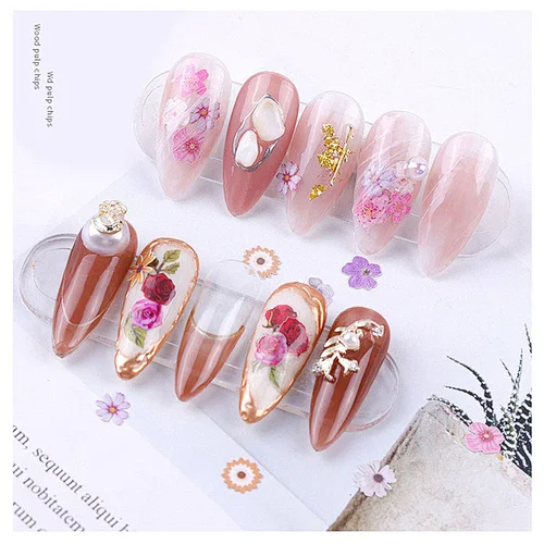 Japan Style Nail Art Decals Cat Eye Stone With Metal Ring Nail Art Craft Stone Designs Daisy flower leaf mixed nail sticker E