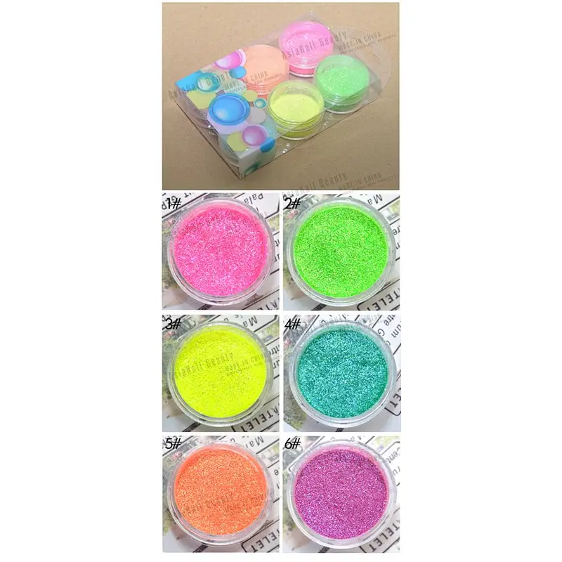 6pcs mix colors nail art acrylic powder builder set