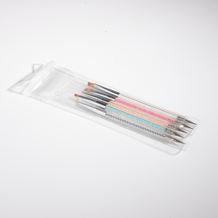2020 Plastic Nail Brush 5 Pcs Set Novel Shape Handle Nylon Nail Art Brush