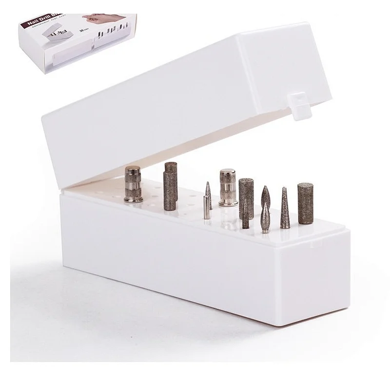 30 Holes Nail Drill Bits Storage Box Holder Empty Stand Display Box Nail Case Cutter Organizer Container Manicure