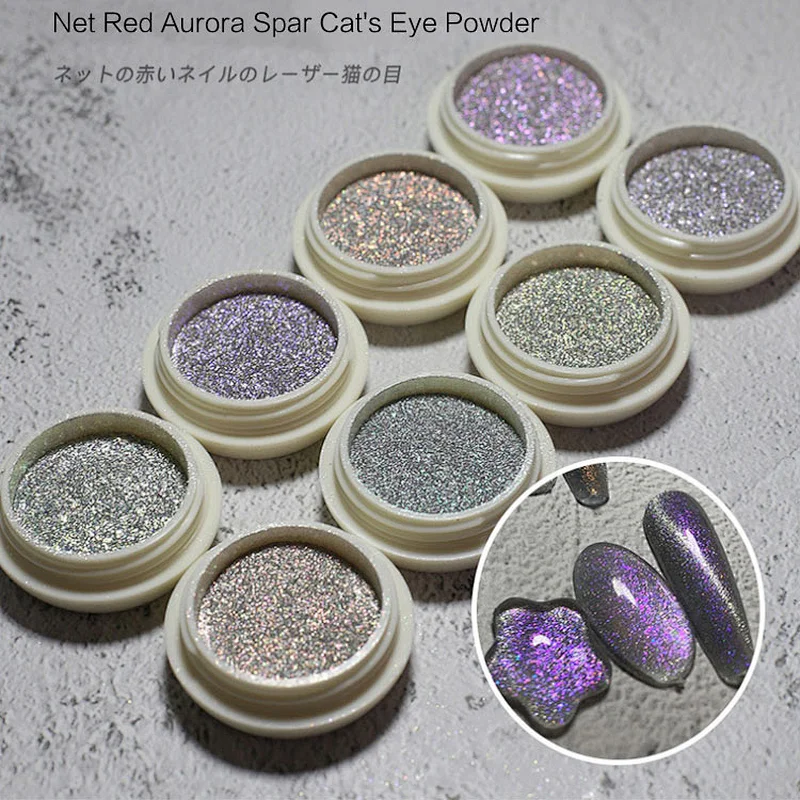 Gold Silver Foil lace mesh nuggets nail foil sticker Transfer foil Cat's eye aurora powder E