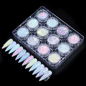 Shiny Dipping Powder Nails Without Lamp Cure Dust Nail Art Mirror Chameleon Glitter Pigments