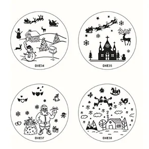 Halloween & Christmas Pattern Nail Art Stamp Round Image Nail Art Tools Stamping Plates