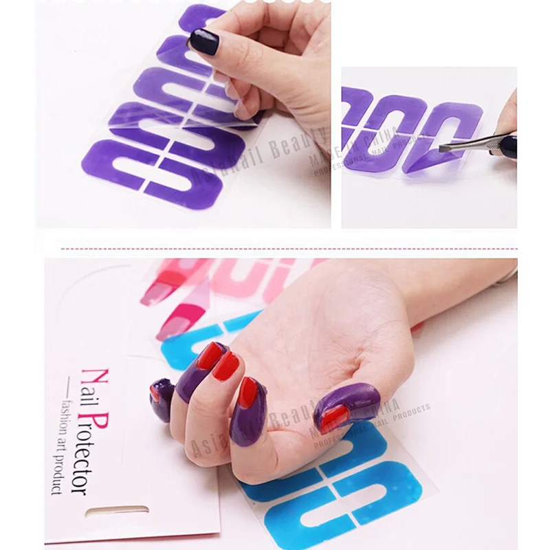 2018 New Arrival Mix-Color U shape Anti-Overflow Nail Protector Sticker For Nail Art Painting Polish UV Gel Stamping