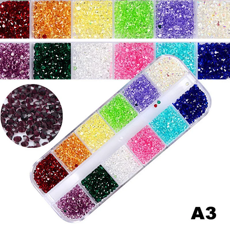 New Top Quality Beauty Fingernails Decoration Nail Art 12 Grid Box Mixed Jewelry Sequins
