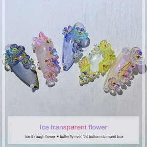 Ice Through Flower Butterfly Rhinestone Beads