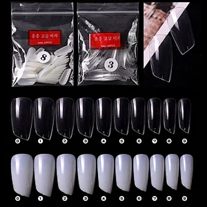 Single size Almond shape practice and color palette use nail tips Traceless all paste milky white transparent nail patch E