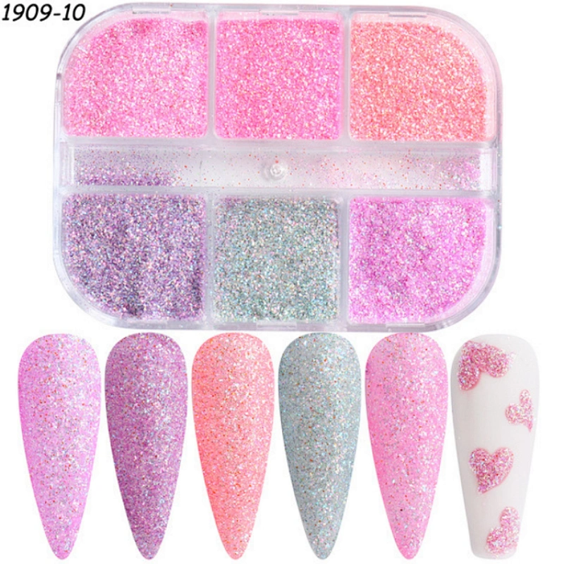 6 Grids Sugar Aurora Shell Mirror Powder