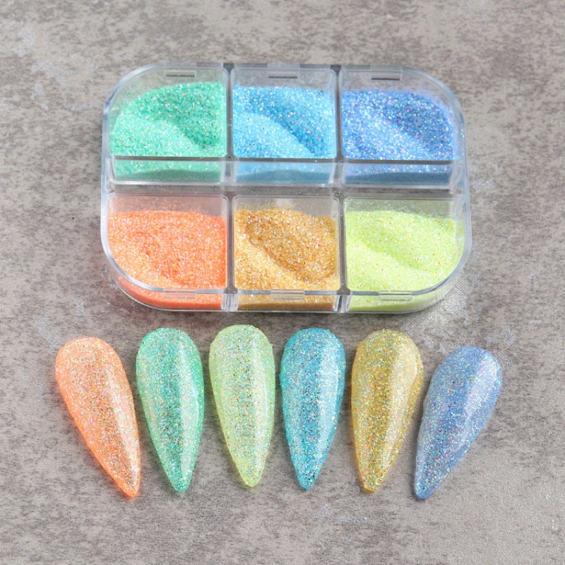 6 Grids Sugar Aurora Shell Mirror Powder