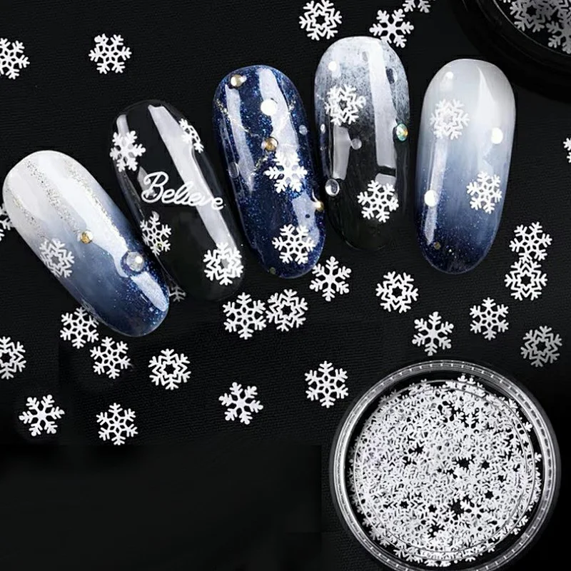 New Design Nail Art Snowflake Flower White Slice Sequins Decoration Nail Art
