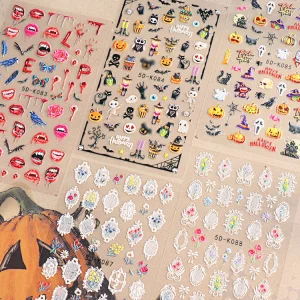 Halloween Series 5D Embossed Nail Stickers