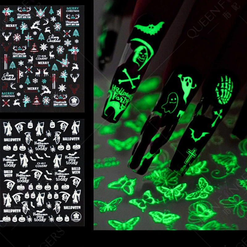 Halloween 3D Luminous Nail Stickers