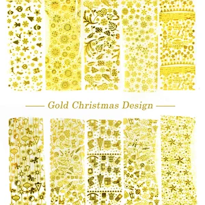 Golden Christmas Snowflake Nail Transfer  Foil