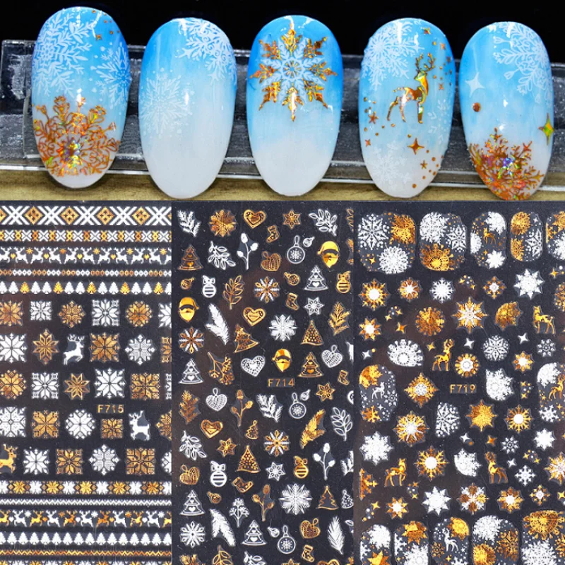 Snowflake Laser Gold Christmas Nail Sticker