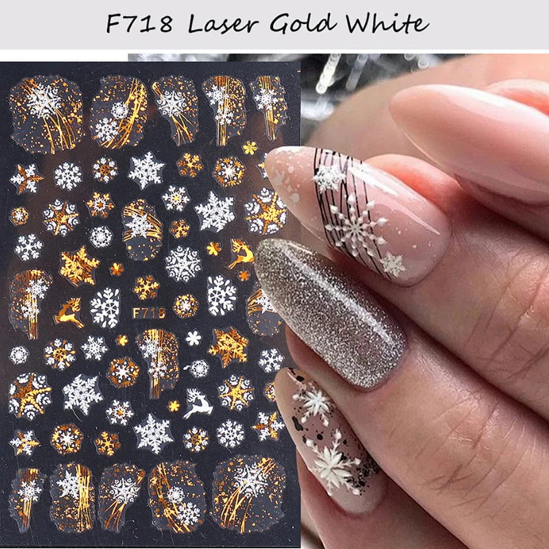 Snowflake Laser Gold Christmas Nail Sticker