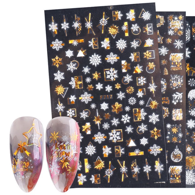 Snowflake Laser Gold Christmas Nail Sticker