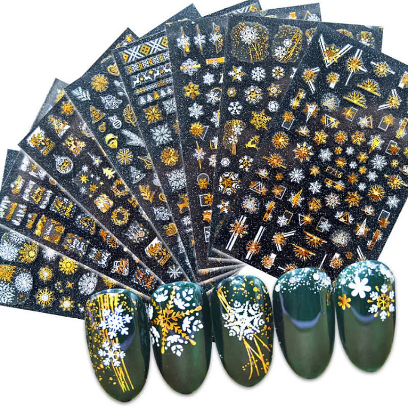 Snowflake Laser Gold Christmas Nail Sticker