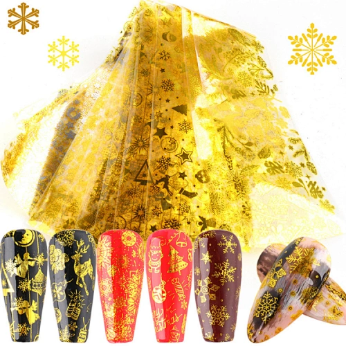 Golden Christmas Snowflake Nail Transfer  Foil