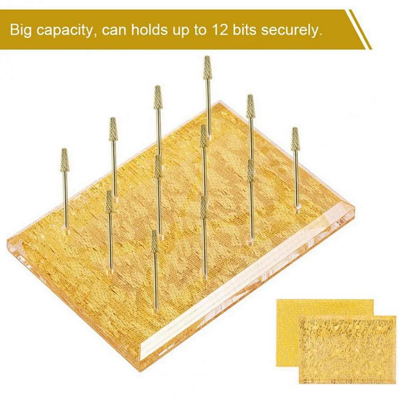 become exclusive Silver/Gold  Acrylic Nail Drill Bit Stand  for 12 Bits