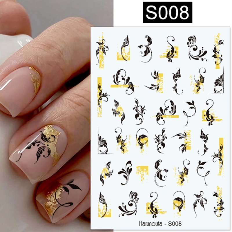 3D Plant Color block Fashion letter Avatar Nail Stickers