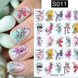 3D Plant Color block Fashion letter Avatar Nail Stickers