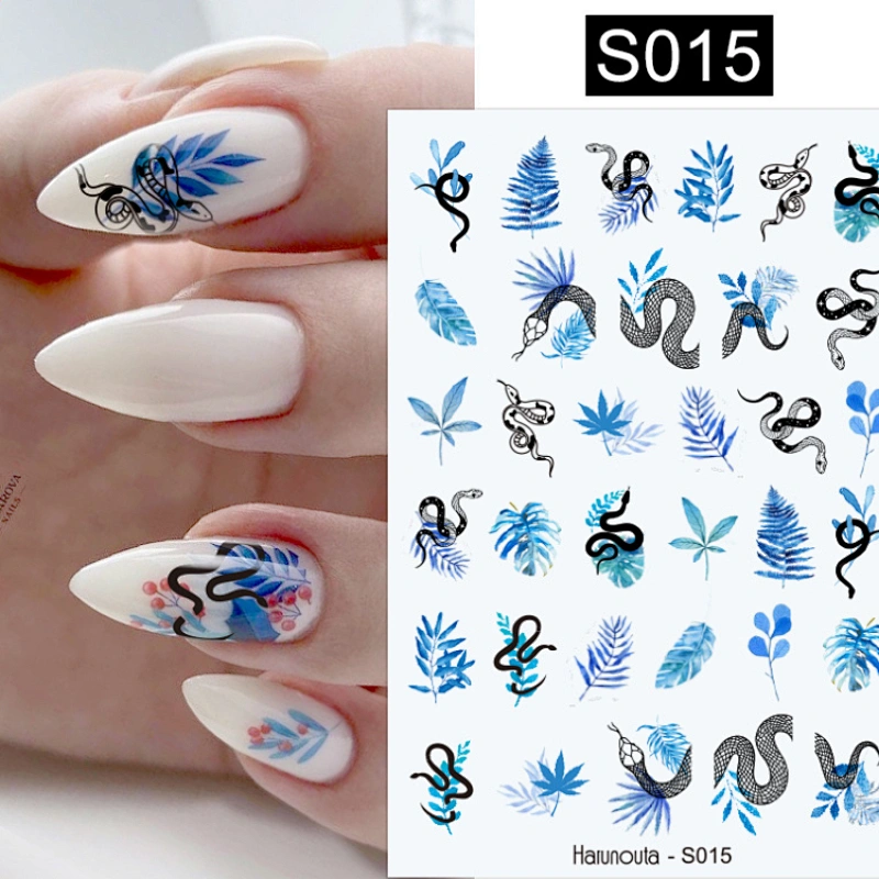 3D Plant Color block Fashion letter Avatar Nail Stickers