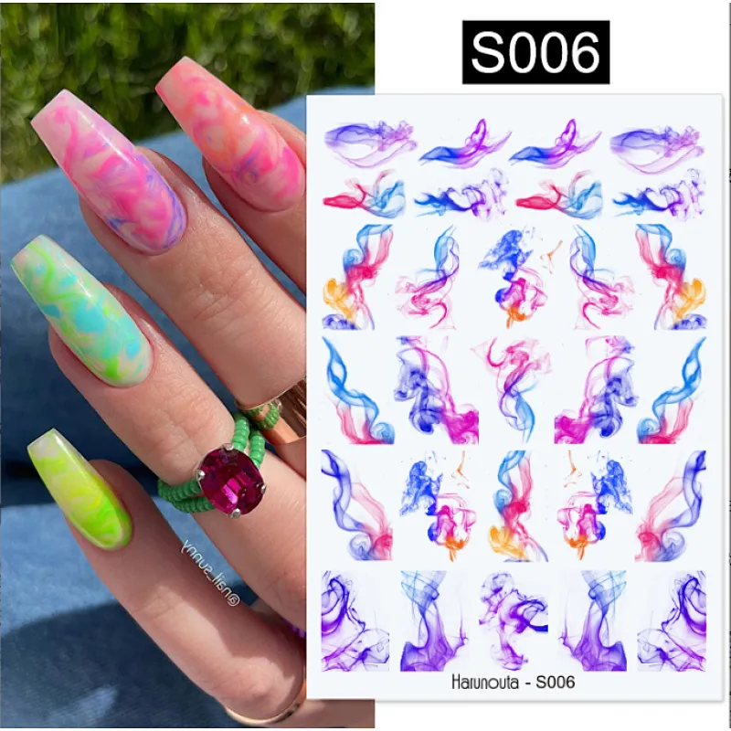 3D Plant Color block Fashion letter Avatar Nail Stickers