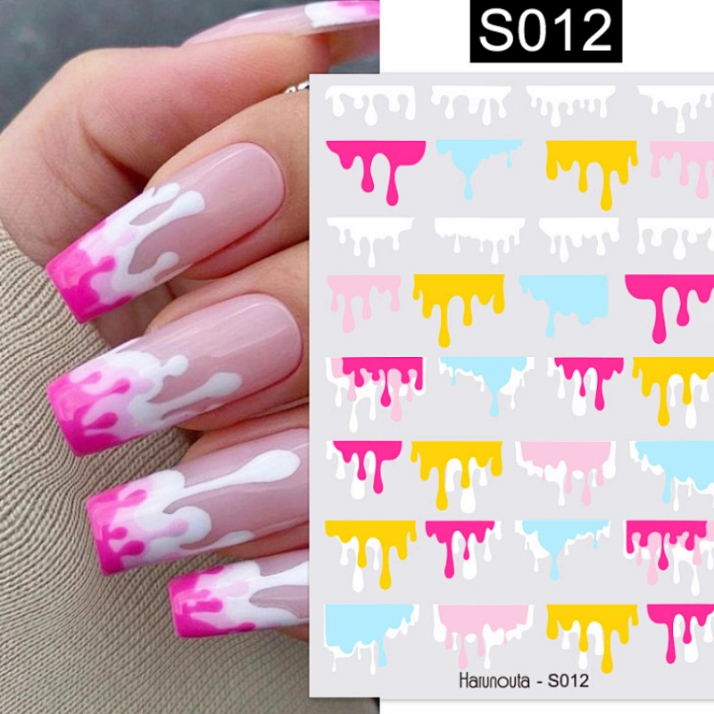 3D Plant Color block Fashion letter Avatar Nail Stickers