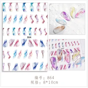 Japanese Marbled 3D Blooming Nail Stickers