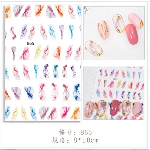Japanese Marbled 3D Blooming Nail Stickers