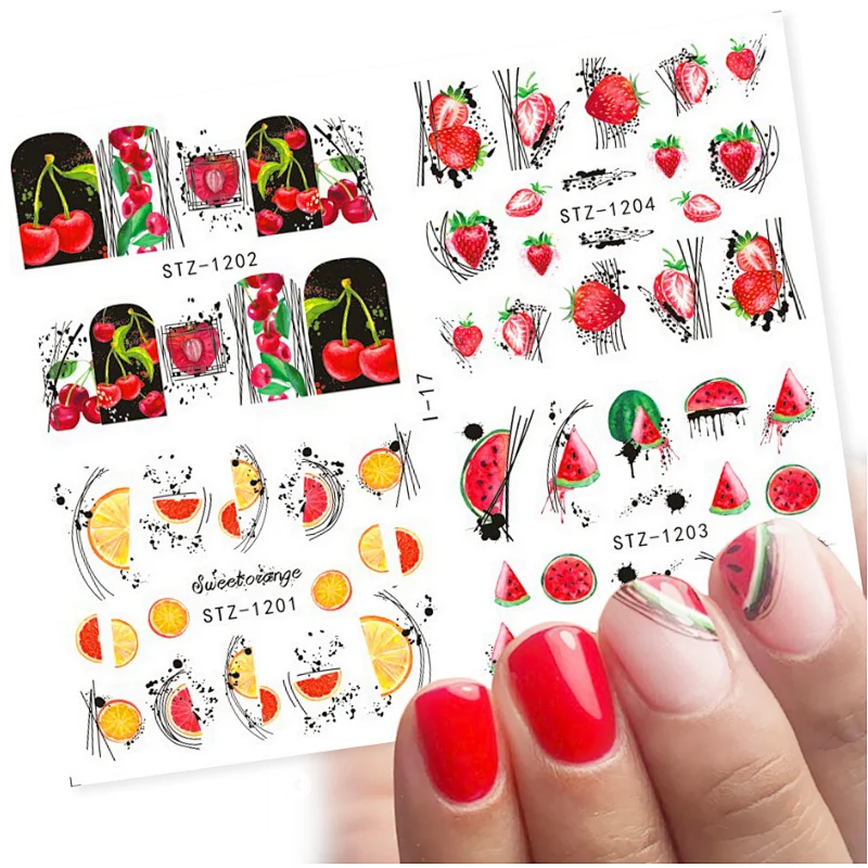 Spring and summer fruit butterfly flower nail stickers