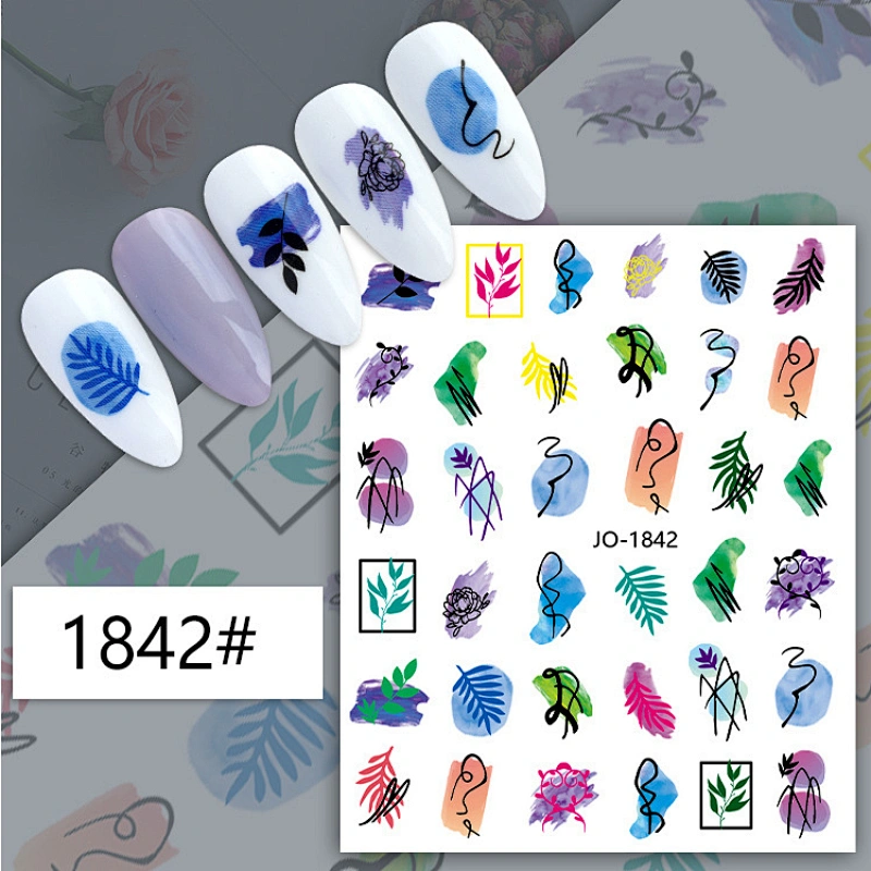 Irregular Curve English Letter Color Block Nail Stickers