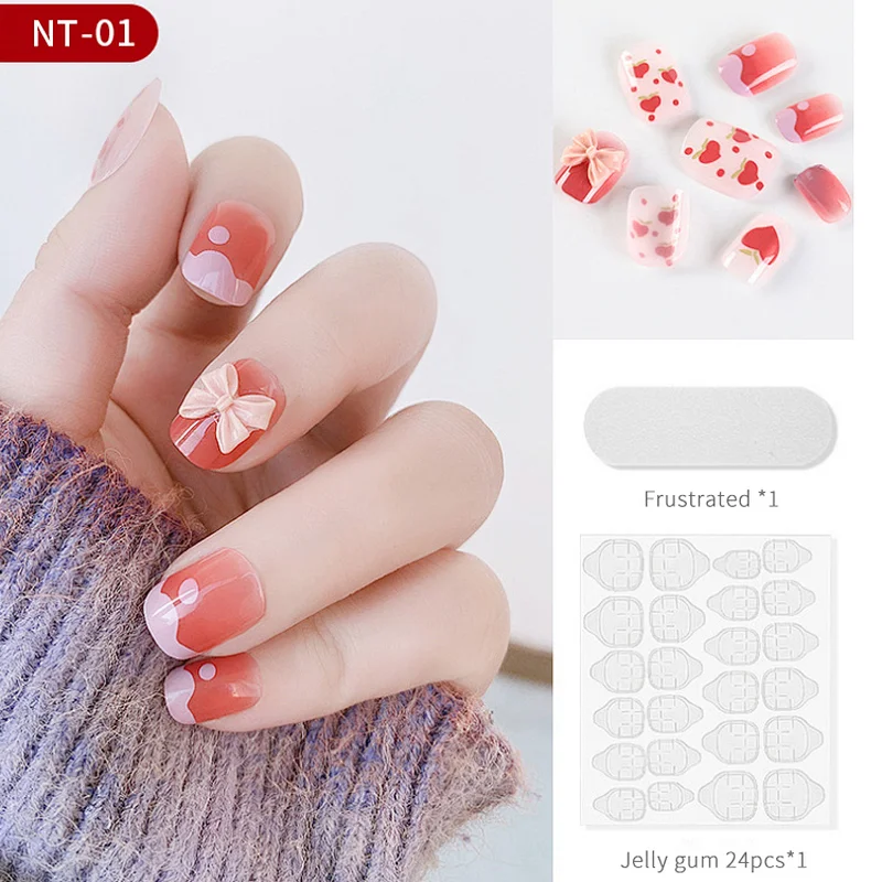 New Year ABS Full Cover Coffin 24 Pcs Set False Nail Tips