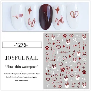 Summer Blue Flame Smiling Face Nail Stickers