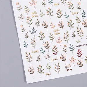 Spring Flower Color Leaf Nail Stickers