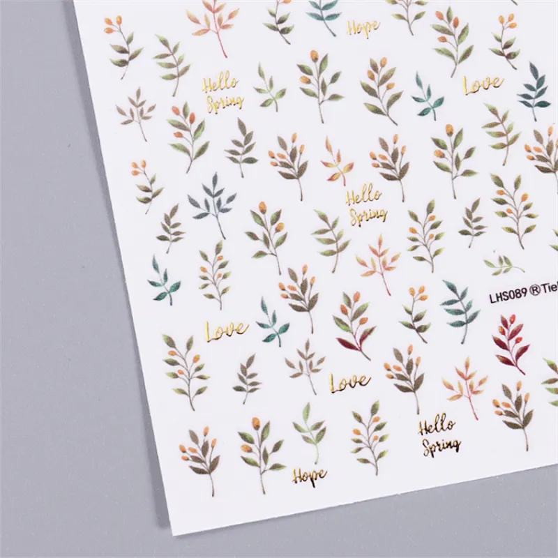 Spring Flower Color Leaf Nail Stickers