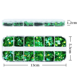 Laser Green Four-leaf Clover Nail Sequins