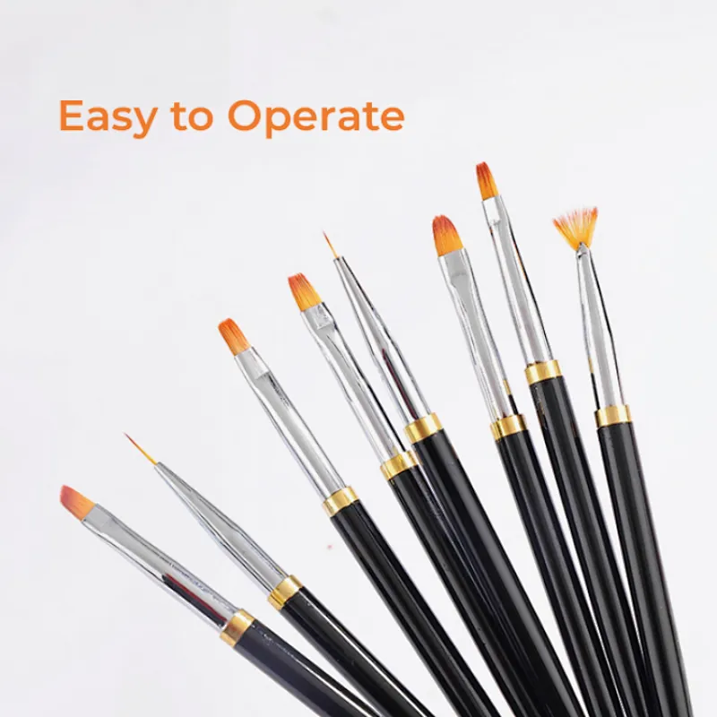 Metal Handle UV Gel Art Nail Brush Set