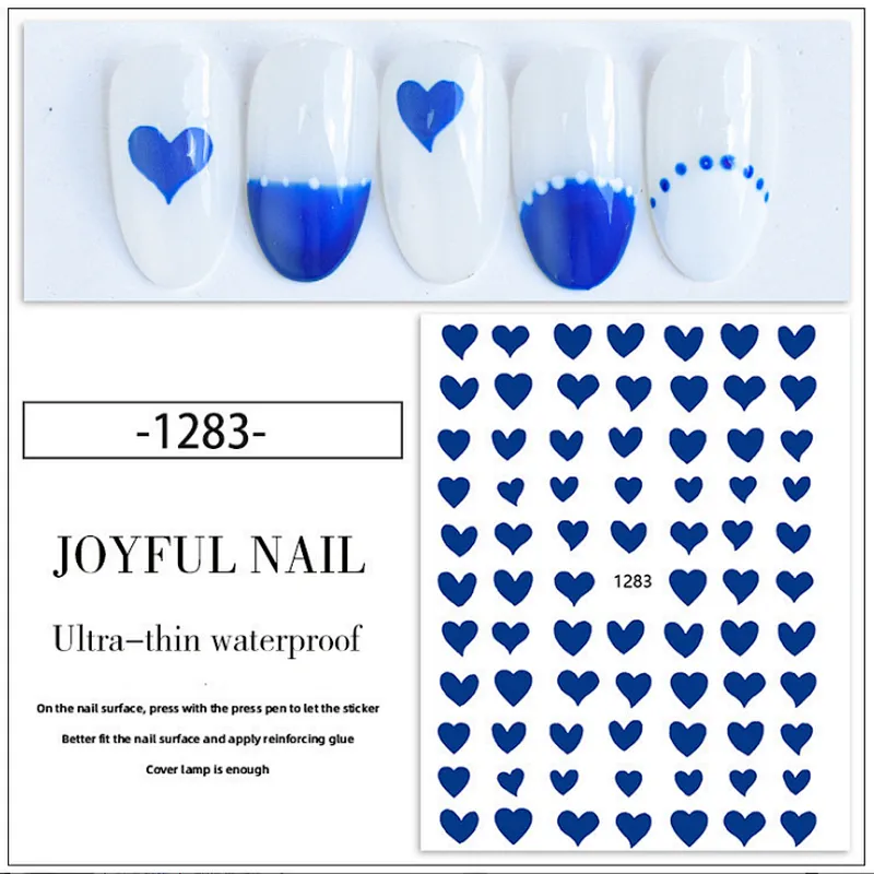 Summer Blue Flame Smiling Face Nail Stickers