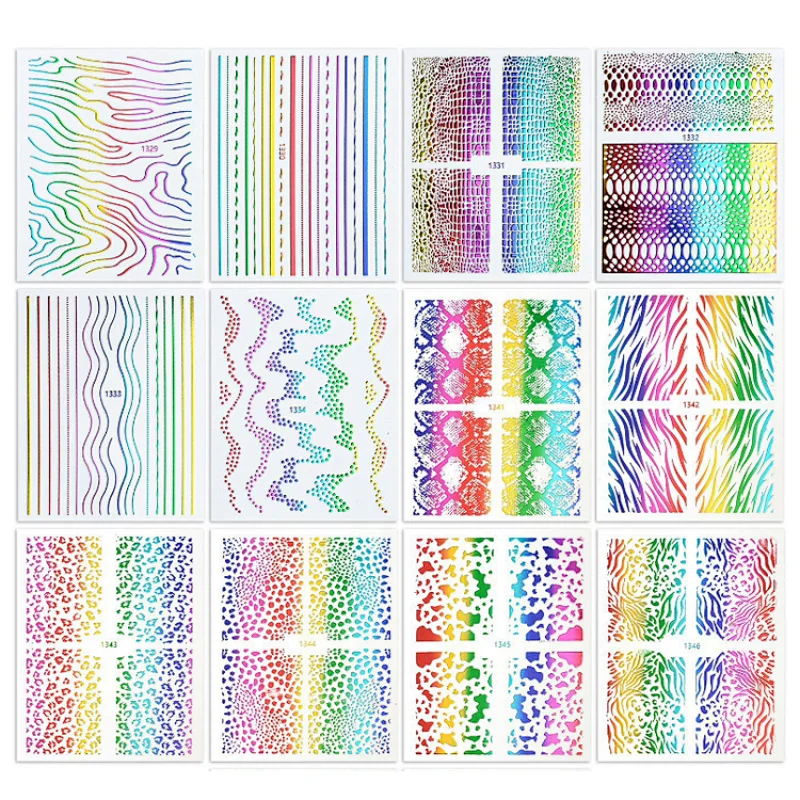 Animal Checkered Snakeskin Nail Stickers