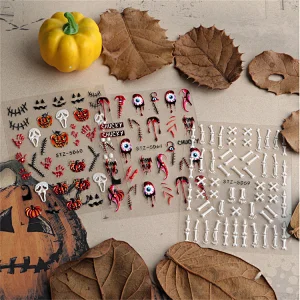 Halloween 5D Spider Web Pumpkin Skull  Nail Stickers