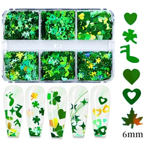 Laser Green Four-leaf Clover Nail Sequins