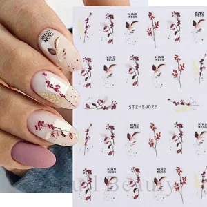 Rose gold leaf Back adhesive nail sticker Abstract nail stickers