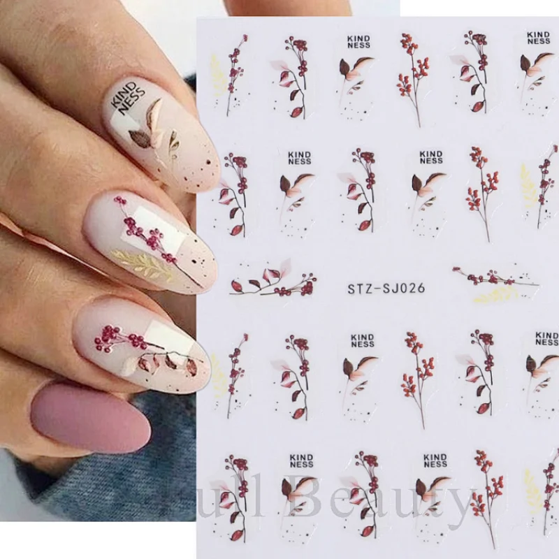 Rose gold leaf Back adhesive nail sticker Abstract nail stickers