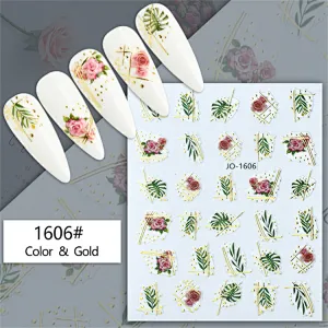 Geometric  Abstract Gilding Leaves Colorful Nail Stickers