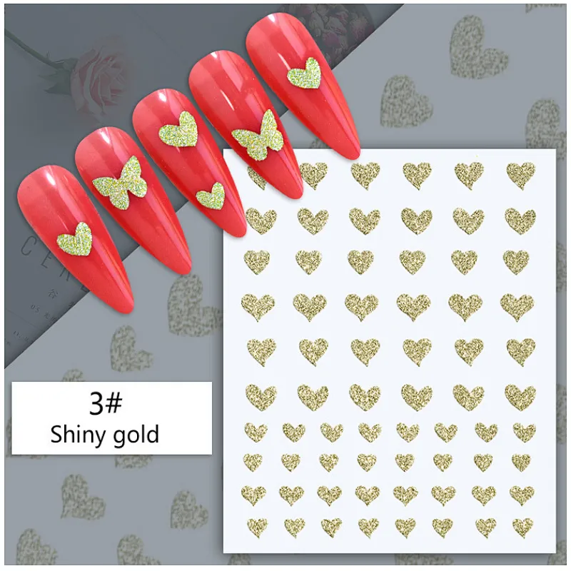 Gold and Silver Star Cure Love Nail Stickers