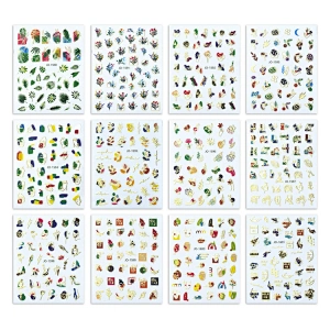 Geometric  Abstract Gilding Leaves Colorful Nail Stickers